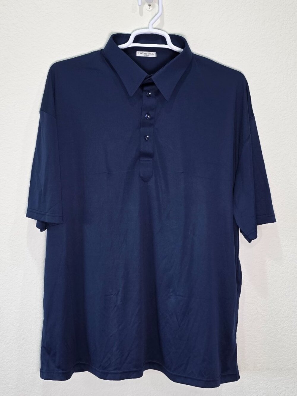 NWOT Collars & Co. Navy Blue Performance Polo Shirt Short Sleeve Size 3XL
